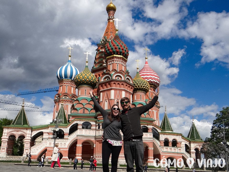 En Moscu, conociendo la catedral de San Basilio