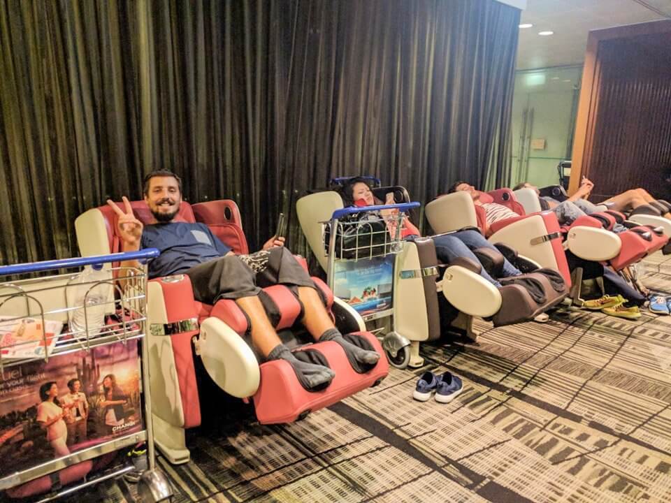 Descansando en el aeropuerto de Singapur